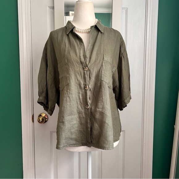 Velvet by Graham & Spencer Linen Shirt XS - Picture 8 of 8